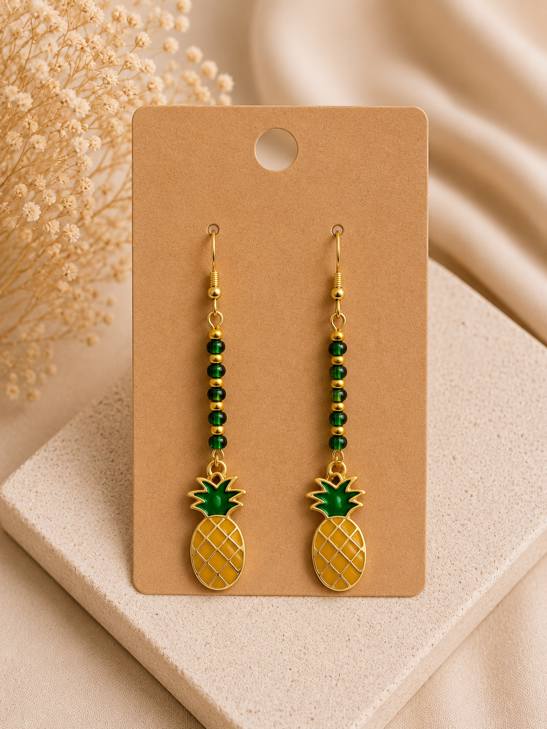 Golden Pineapple Drop Earrings