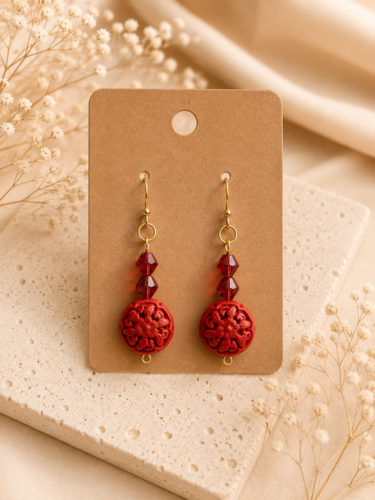 Scarlet Bloom Drop Earrings