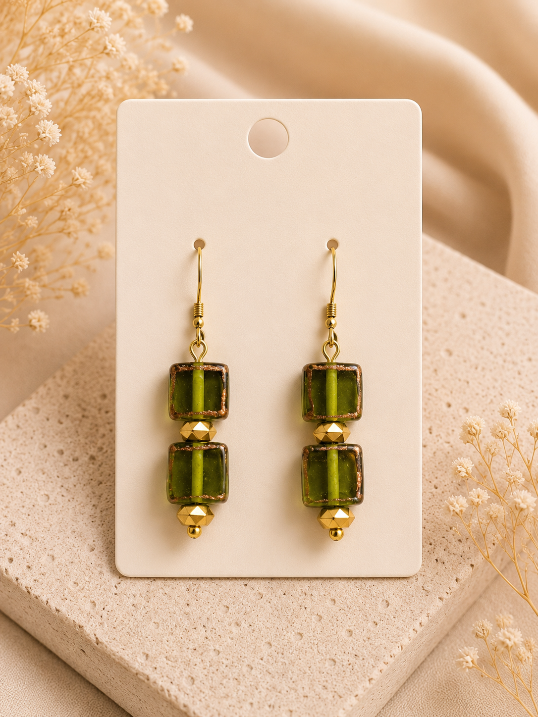 Emerald Glow Statement Earrings